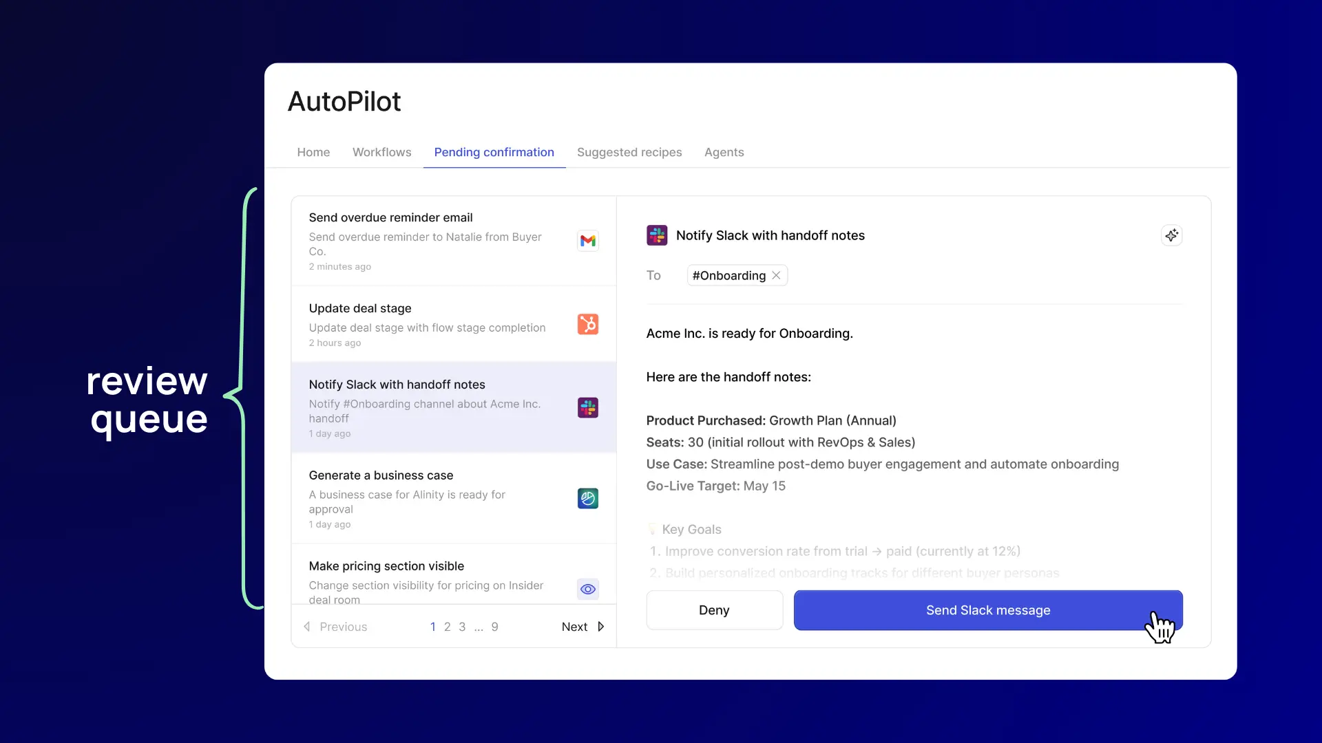 review queue in Flowla