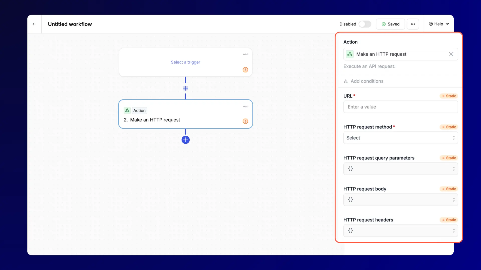 HTTP request action in Flowla