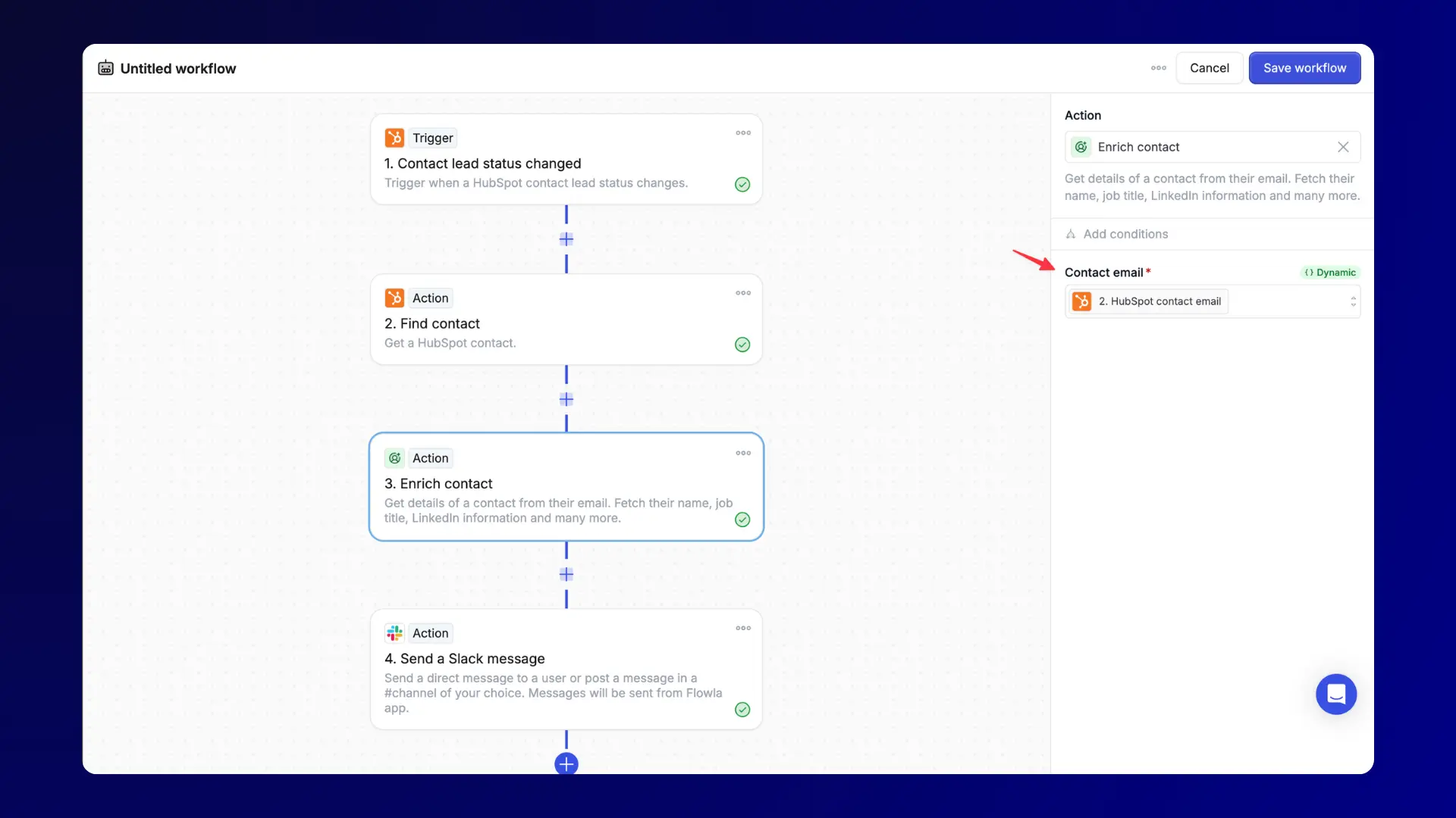 Enrich contact action