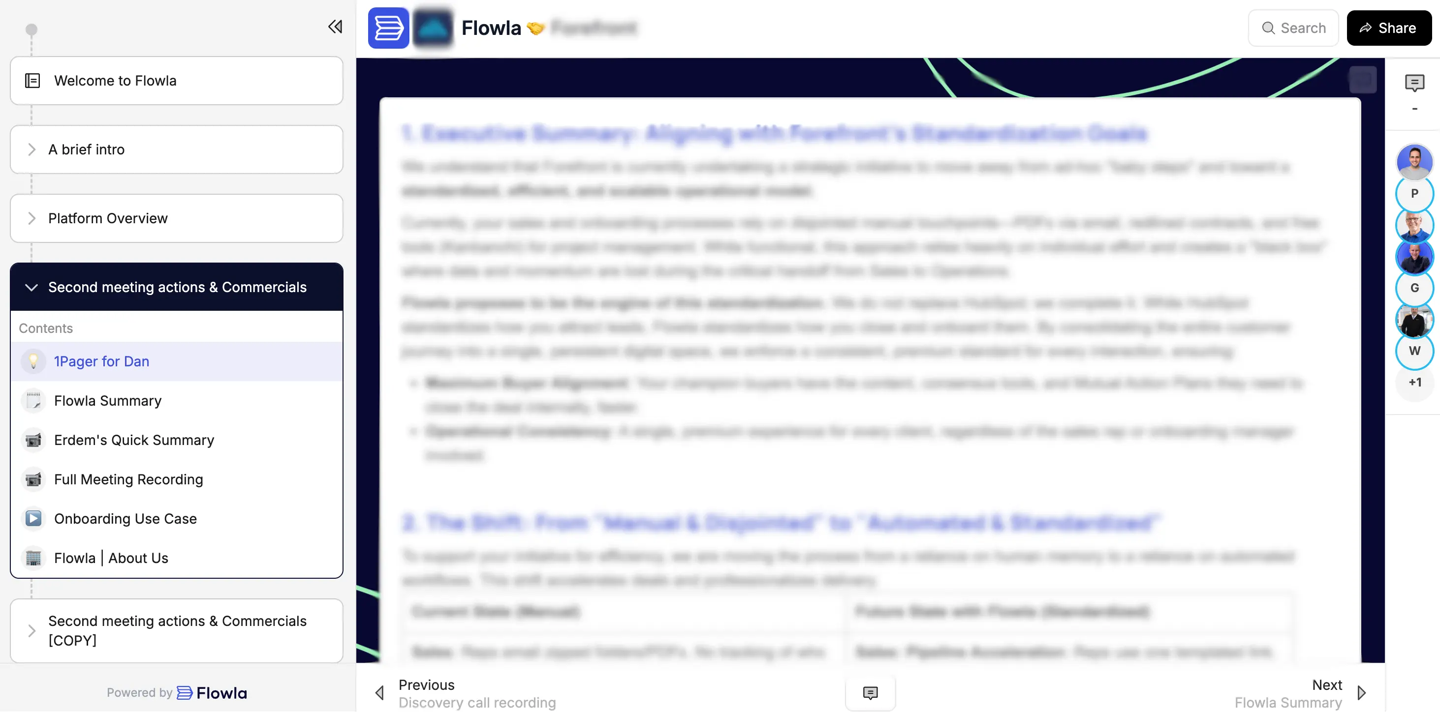a screenshot of business case in a Flowla deal room