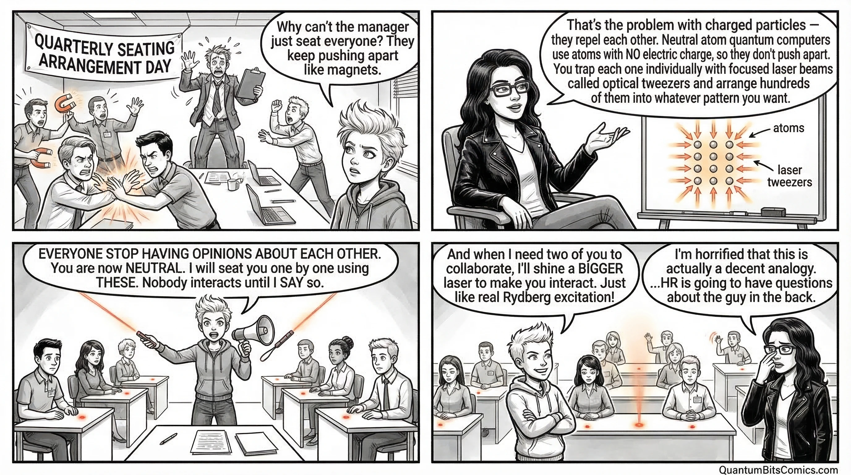 Comic strip about neutral atoms