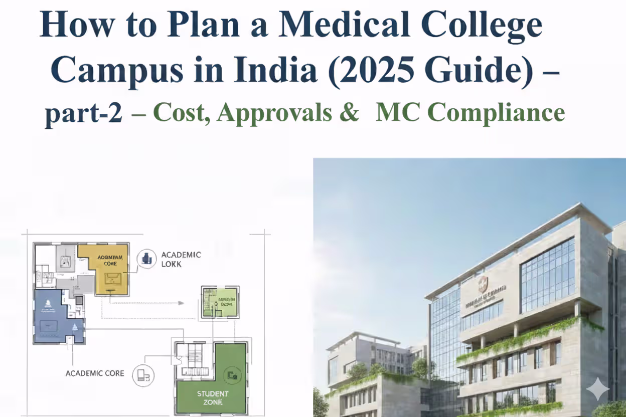 How to Plan a Medical College Campus in India (2025 Guide) – Cost, Approvals & NMC Compliance