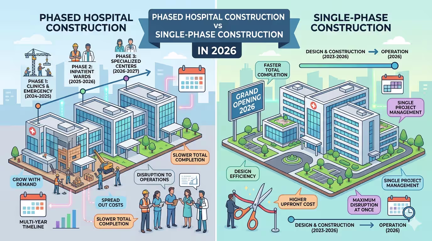 Phased Hospital Construction vs Single-Phase Construction in 2026