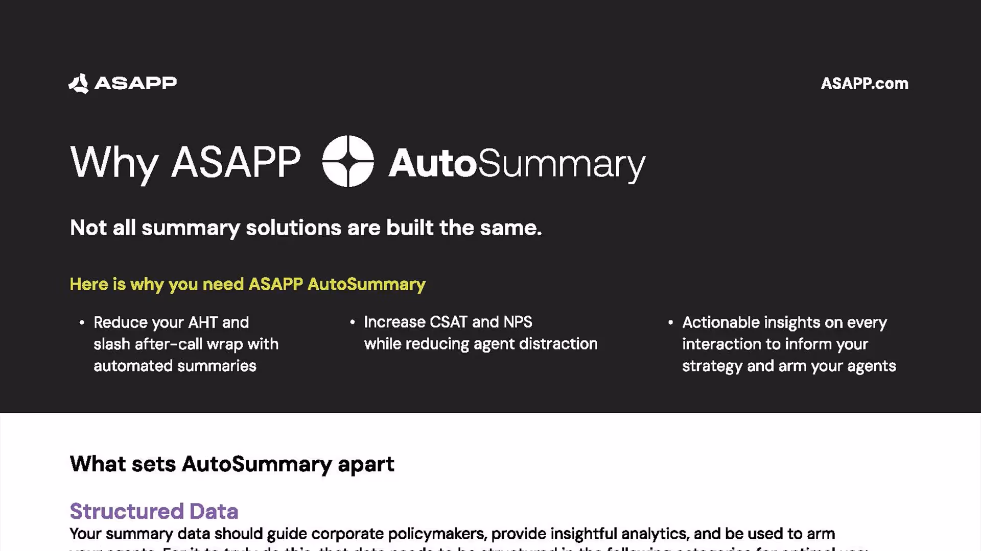 Why ASAPP AutoSummary two pager