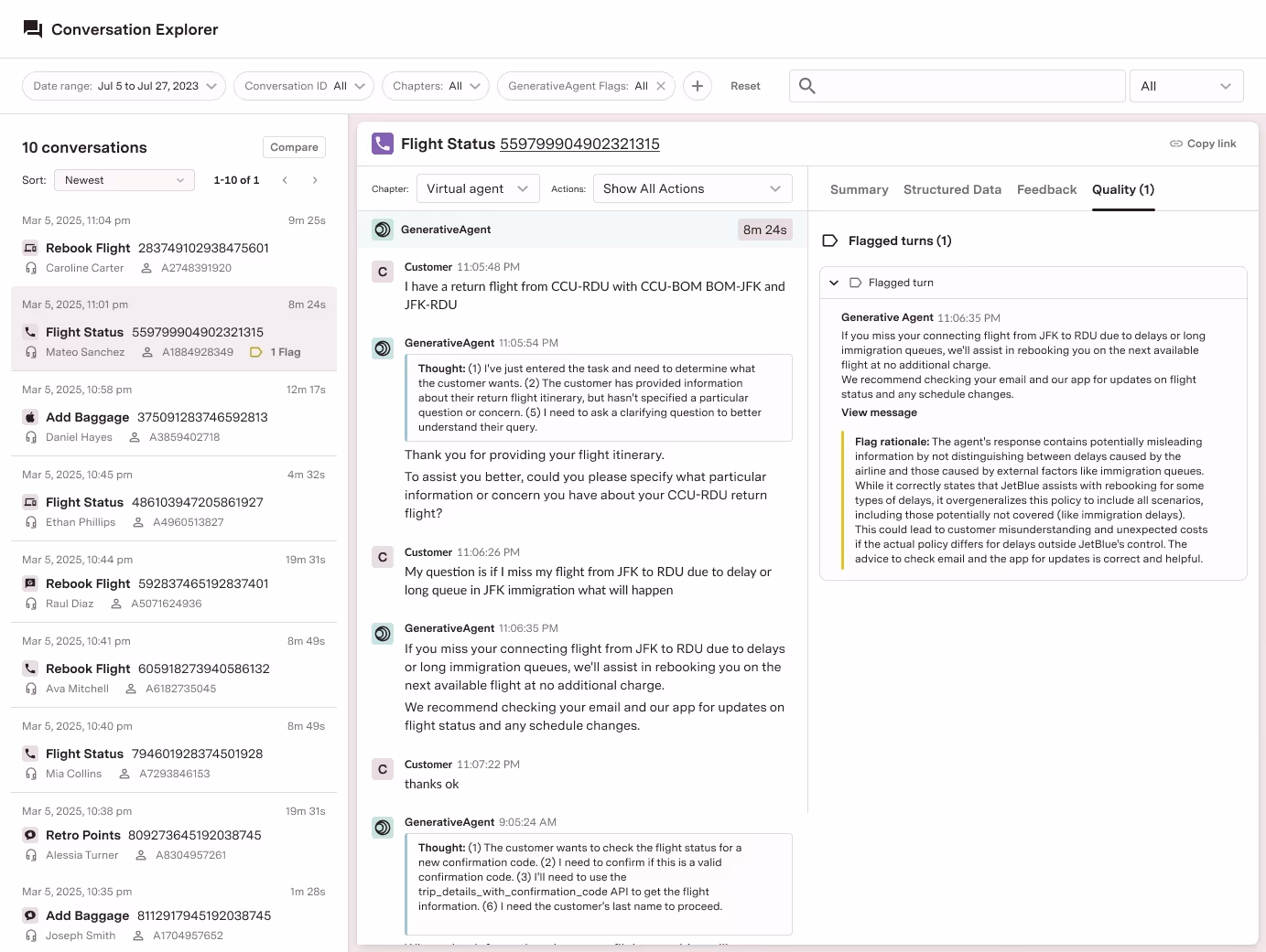 GenerativeAgent Conversation Monitoring
