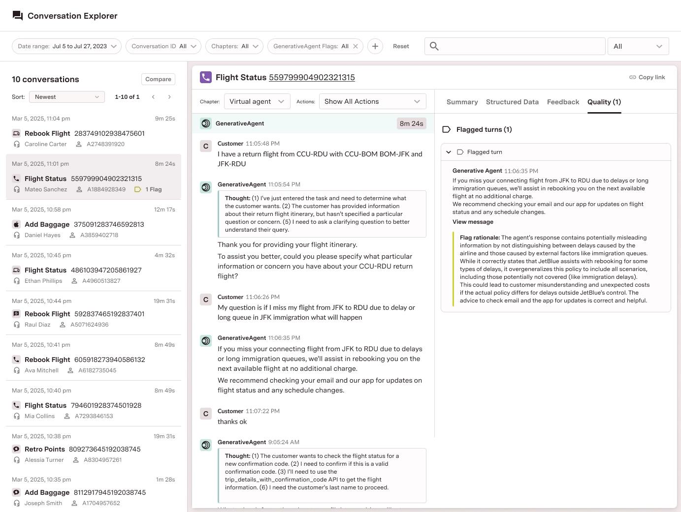 GenerativeAgent Conversation Monitoring