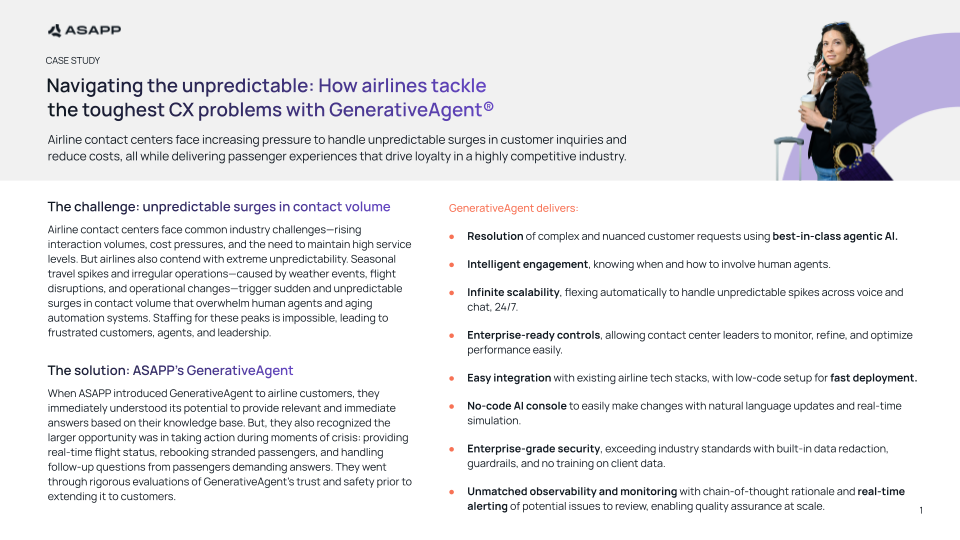 Navigating the unpredictable: How airlines tackle the toughest CX problems with GenerativeAgent