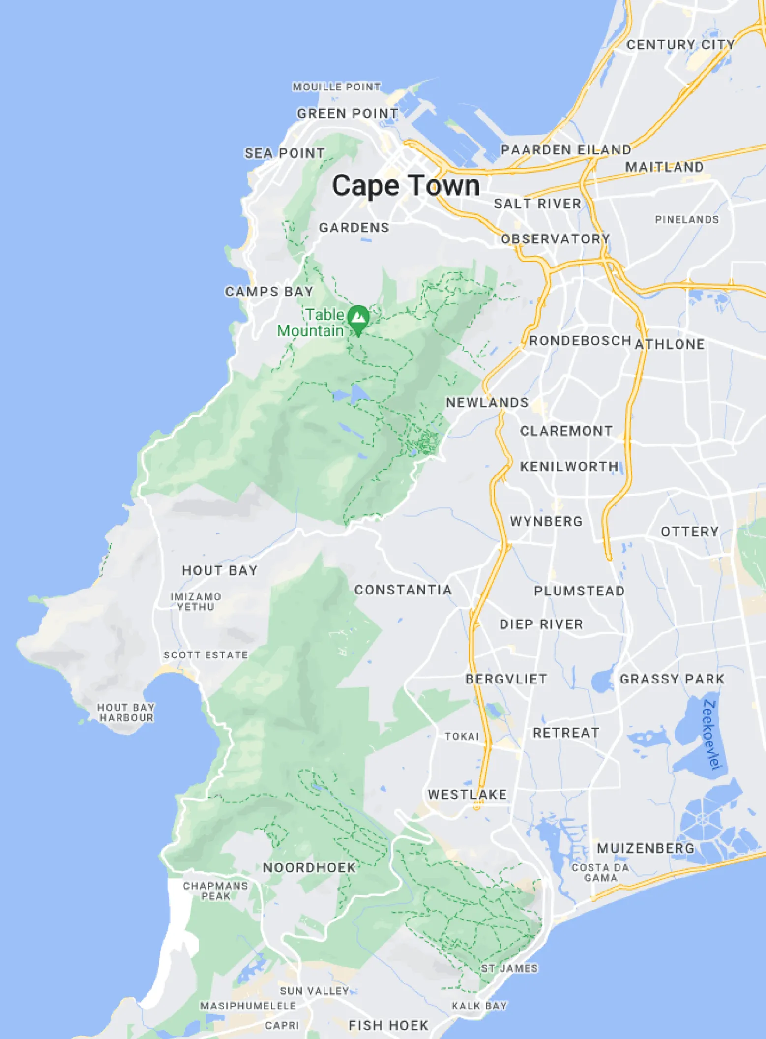 photo of a map of Cape Town 