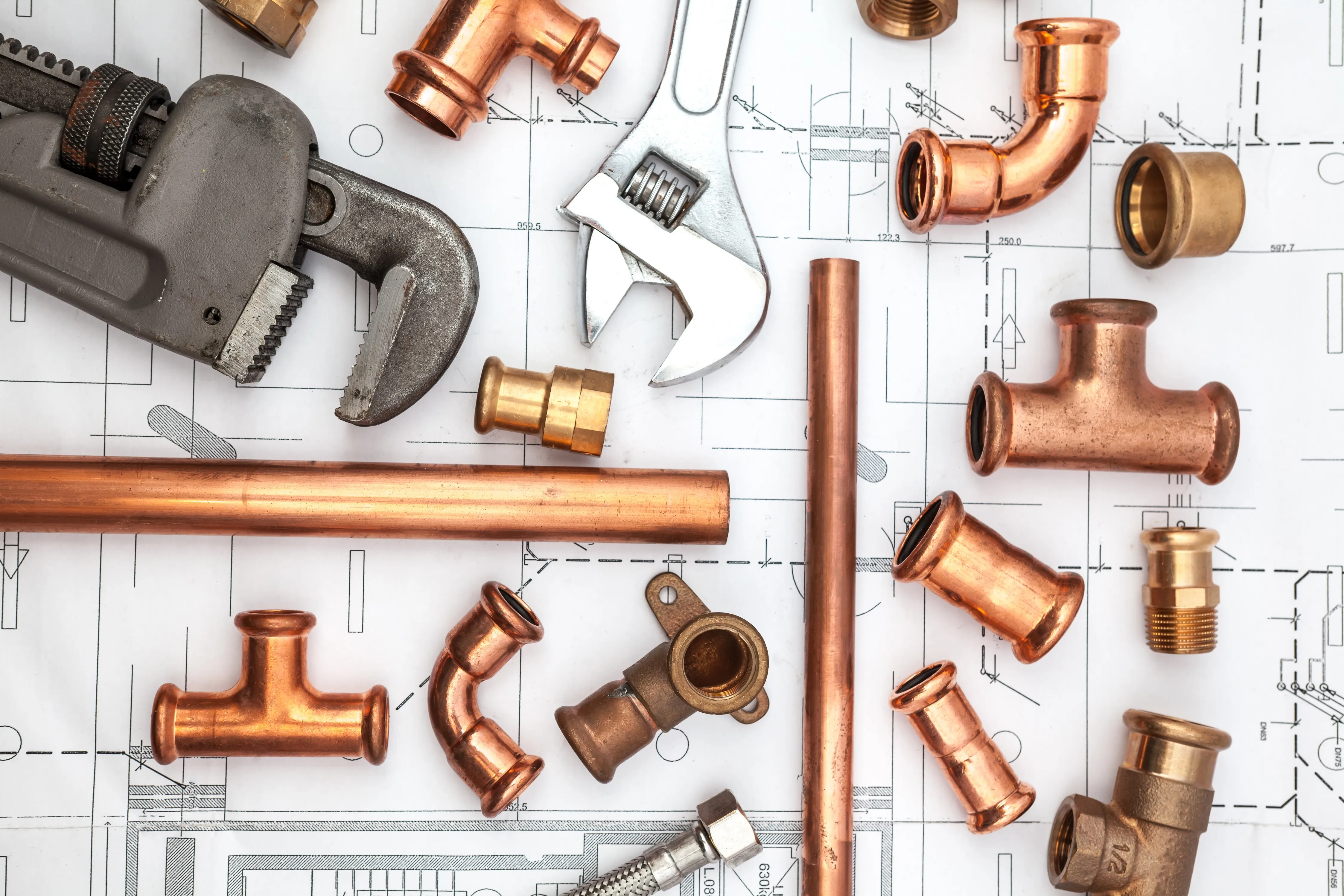 Image of multiple pipes typically used in plumbing