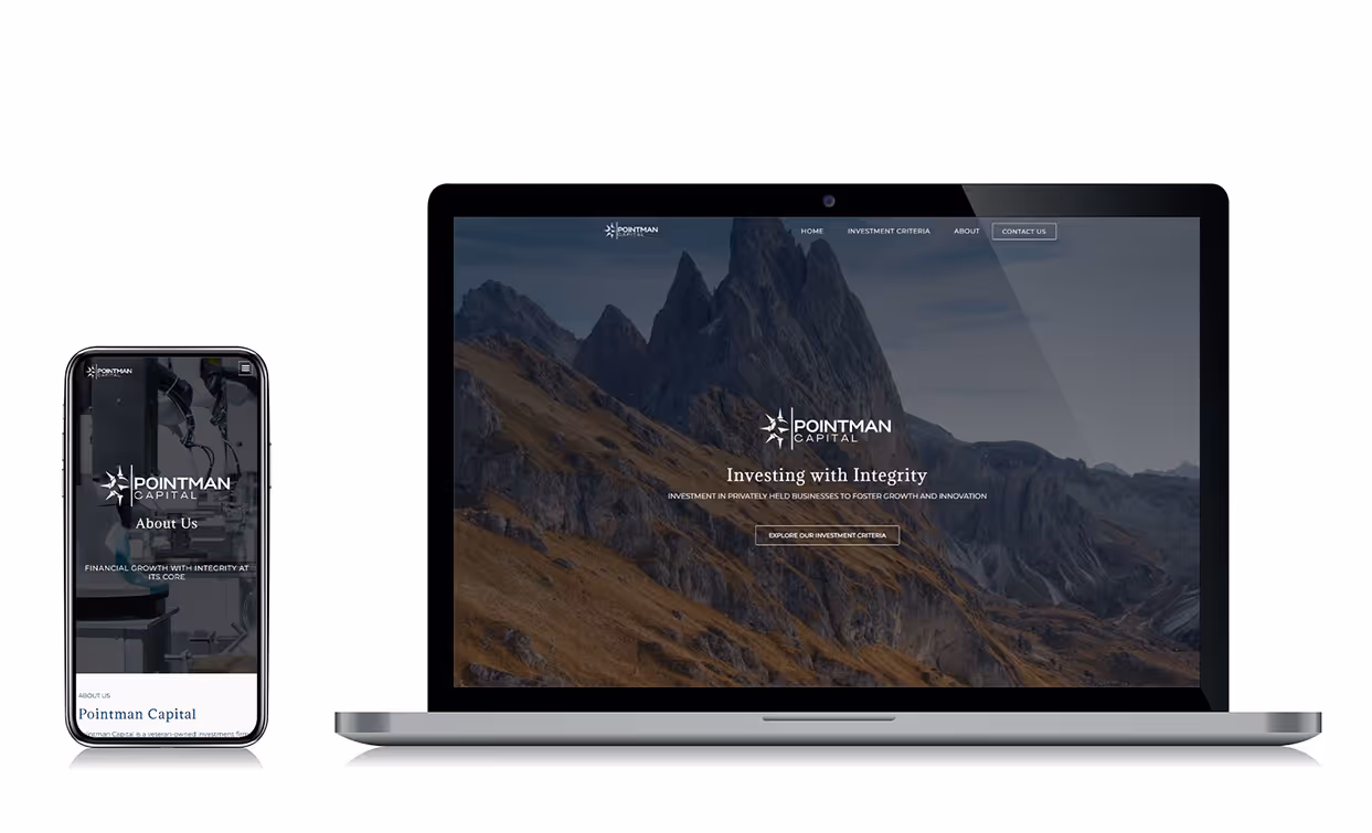 Pointman Capital website designed by Richard Pastor, on mobile and laptop screens.