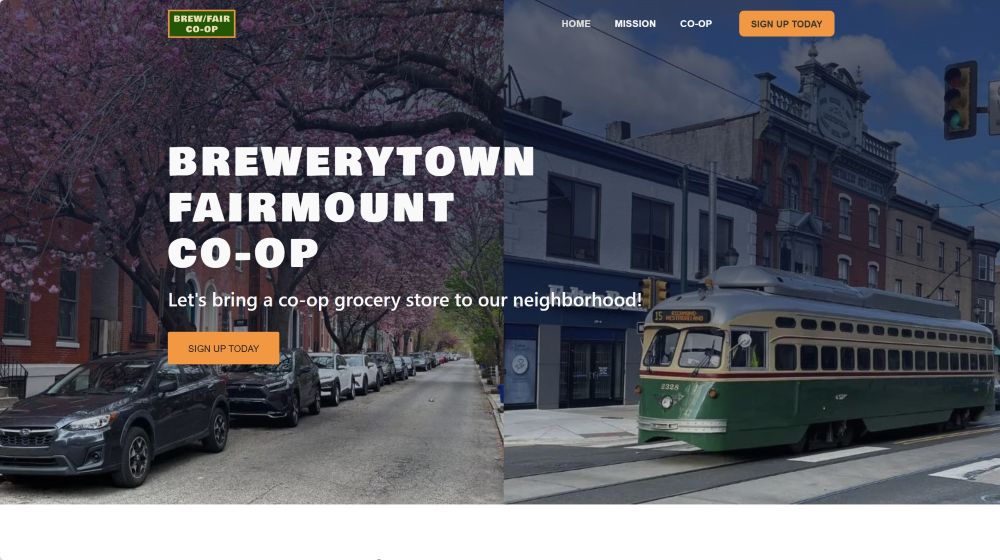 Hero section of the Brew/Fair website.