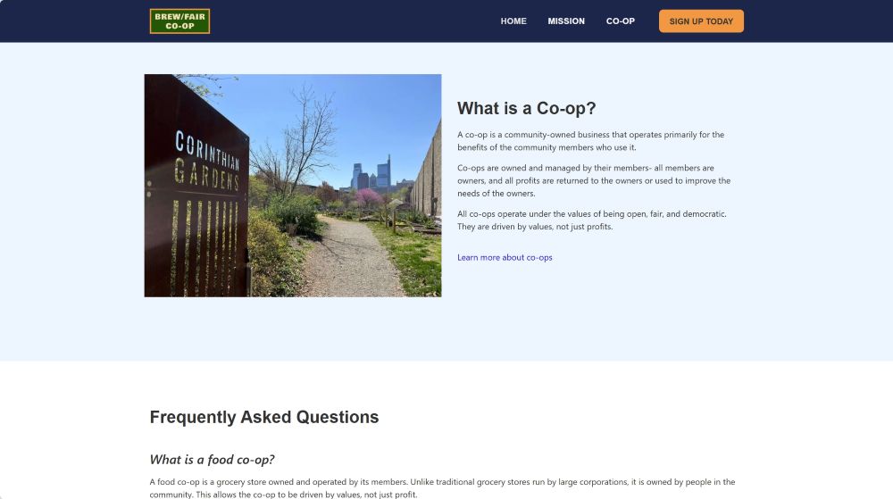 What is a co-op section of the Brew/Fair website.
