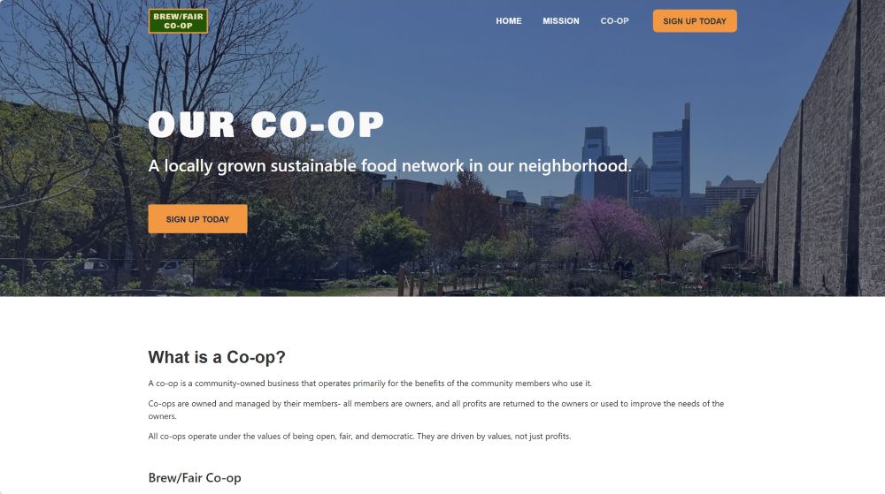 About our co-op section of the Brew/Fair website.