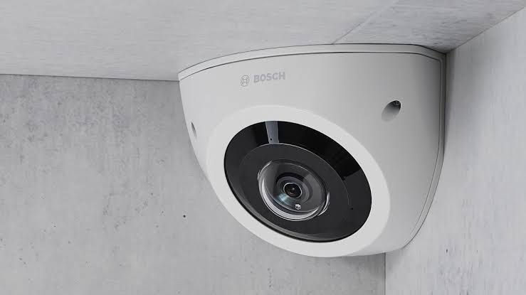 Bosch security camera mounted at a ceiling corner