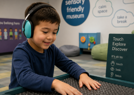 Child enjoying a calm, sensory-friendly activity in Philadelphia