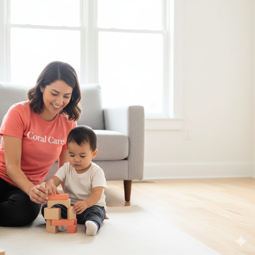 Coral Care therapist working with a child at home