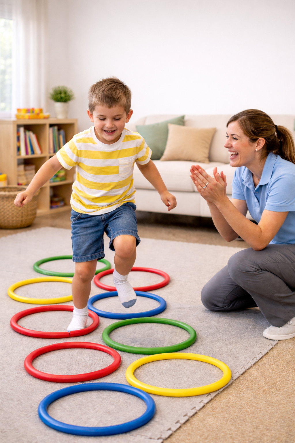 Child with ADHD during in-home occupational therapy session