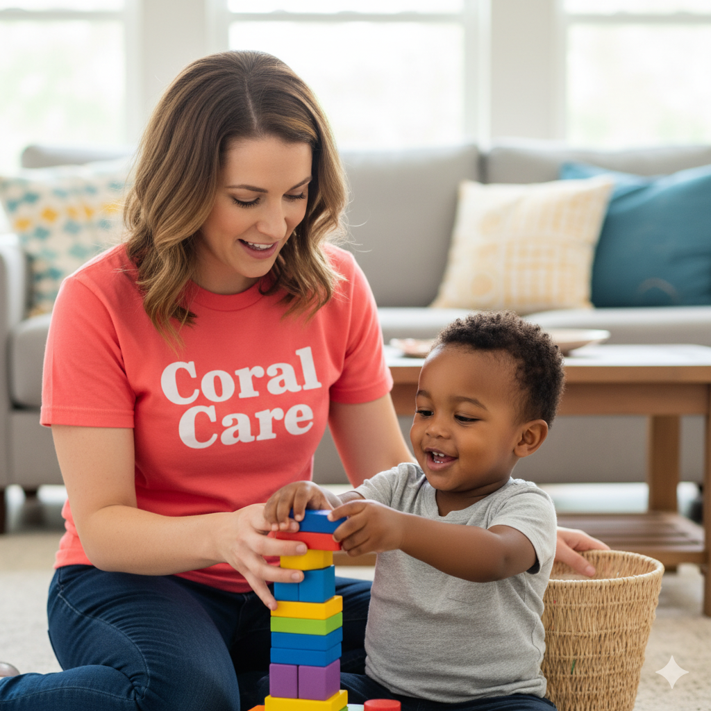 Child stacking blocks during therapy session