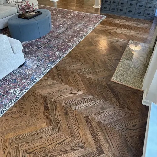 Picture of a luxury hardwood flooring install in Greenville