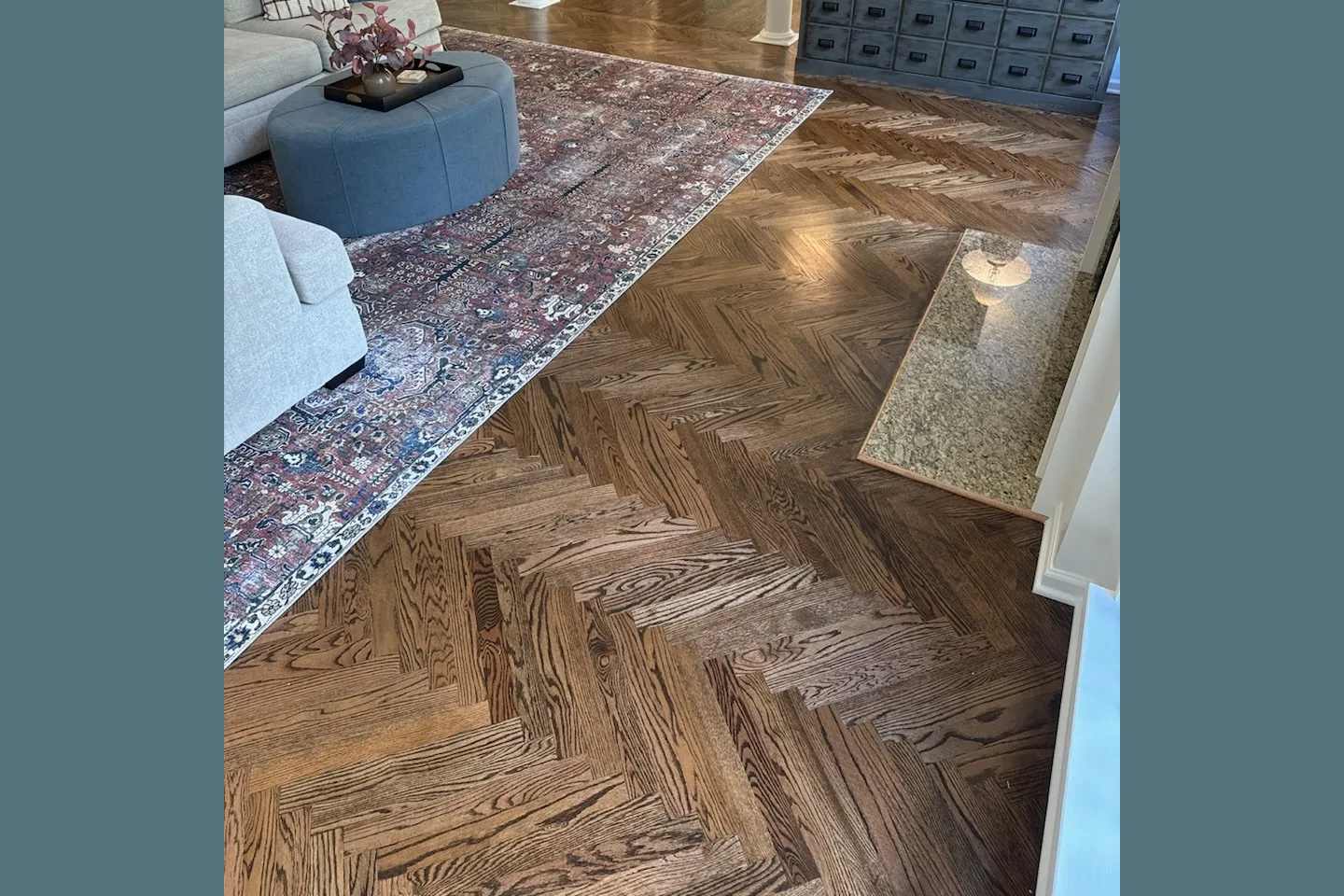 Picture of a luxury hardwood flooring install in Greenville