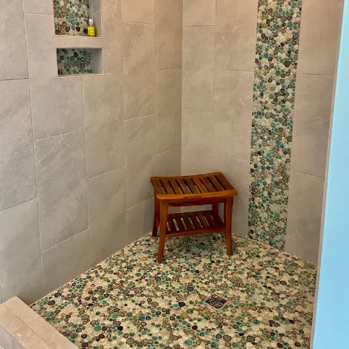 Custom tile and stone shower in Simpsonville home