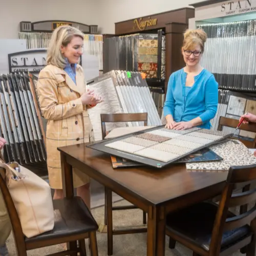 Flooring expert delivering expert design guidance in Greenville, SC flooring showroom