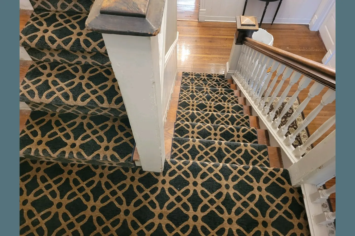 luxury custom carpeting on stairs in a downtown Greenville home