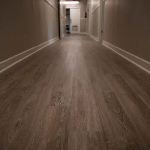 Luxury vinyl flooring installed in a commercial main street facility