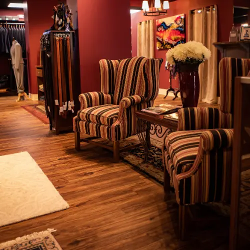 luxury vinyl plank installed in mainstreet commercial space