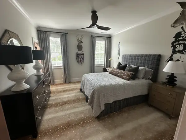 Karastan luxury animal pattern carpet in downtown Greenville home