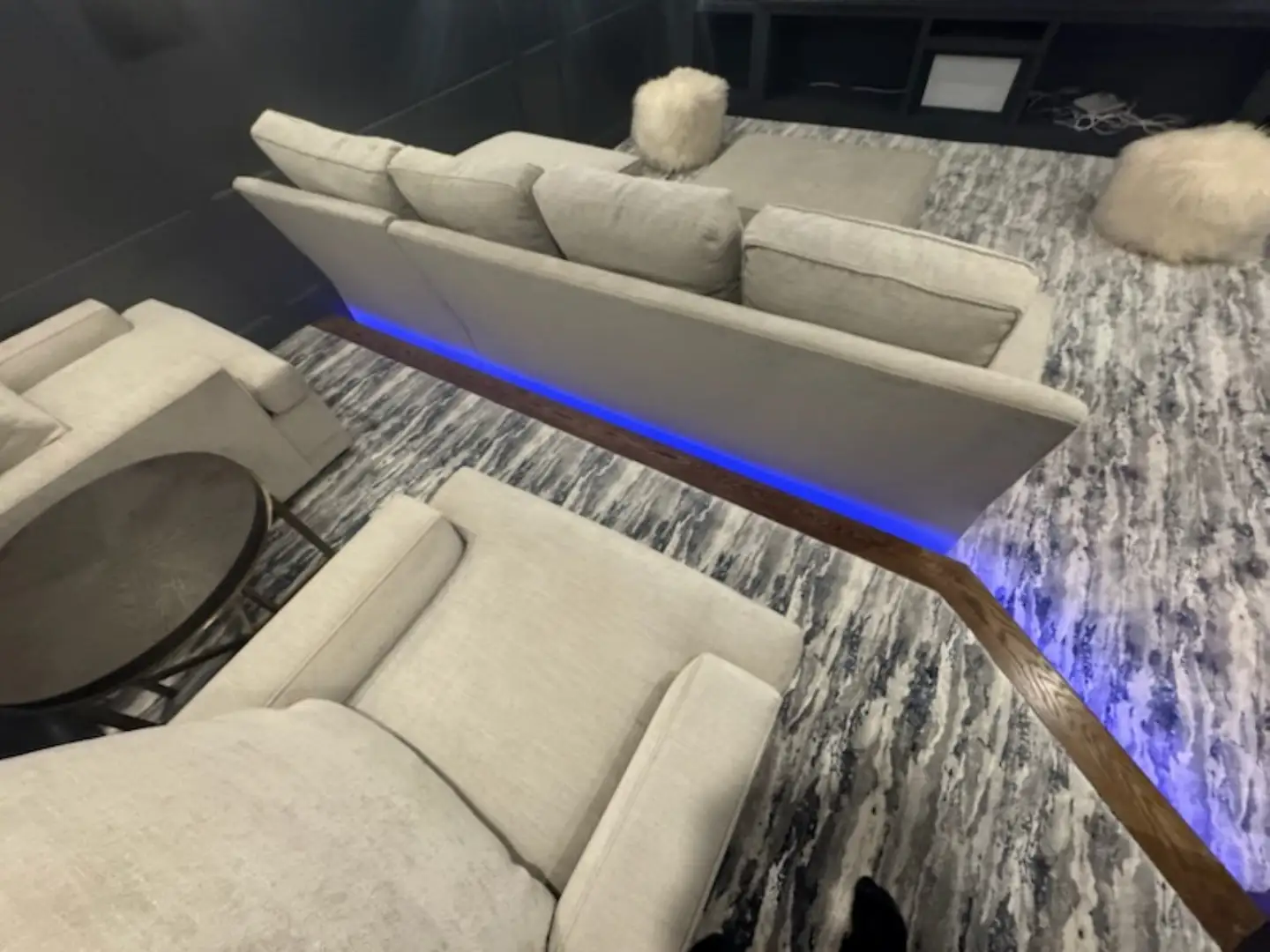 Stanton luxury carpet install in movie room