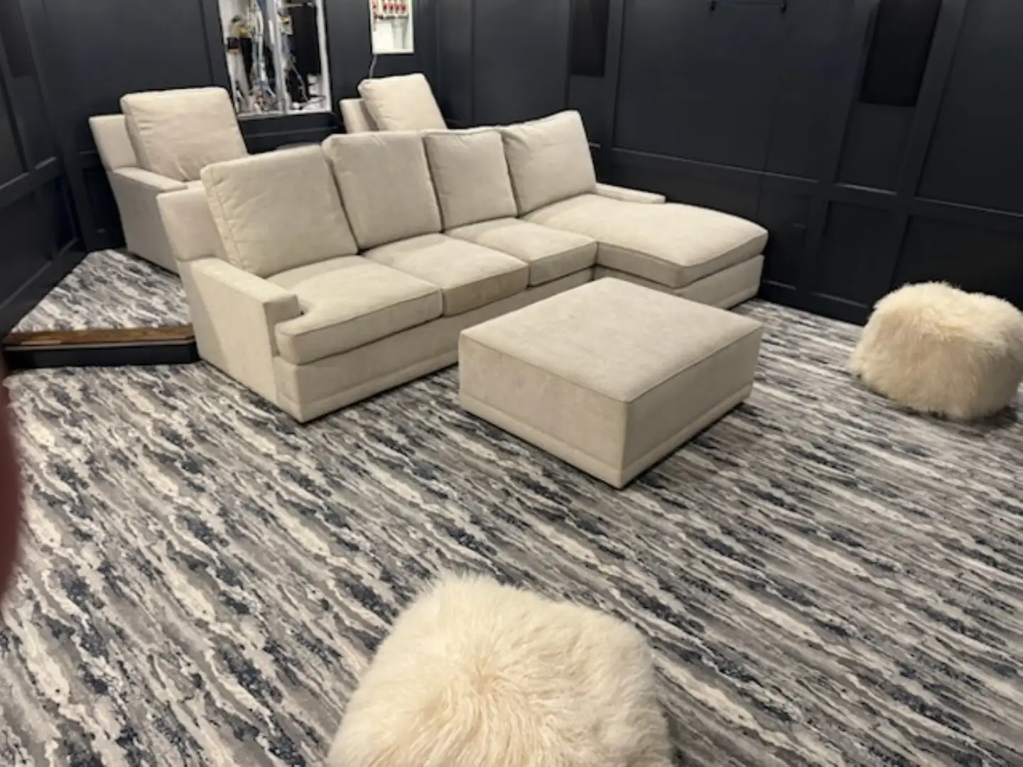 Stanton luxury carpet install in movie room