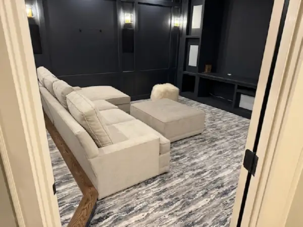 Stanton luxury carpet install in movie room