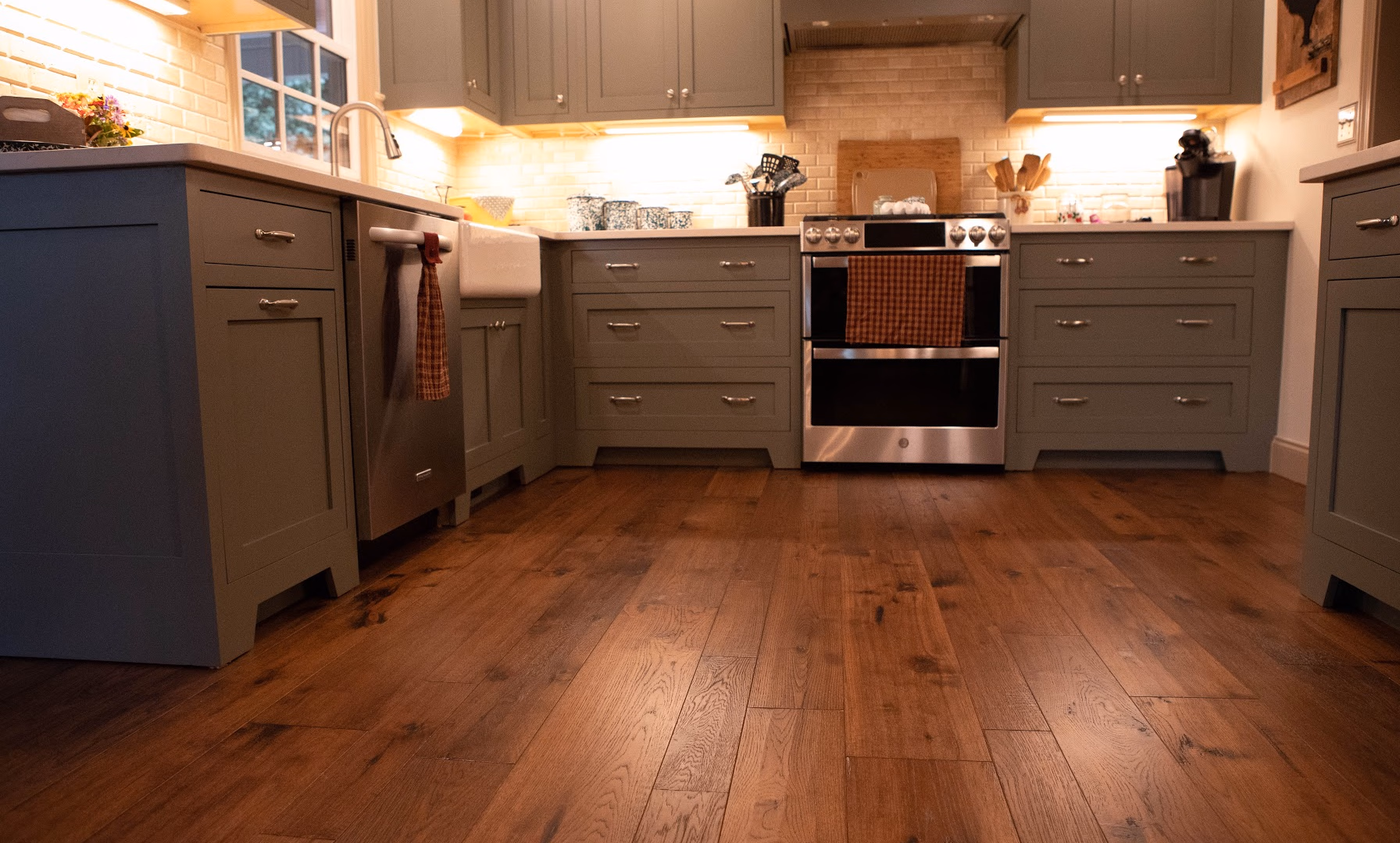 New hardwood flooring in a kitchen in Spartanburg SC