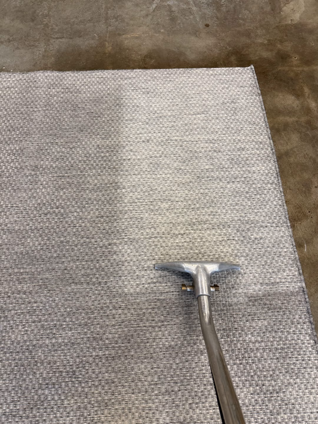 rug being cleaned in a professional rug cleaning pit