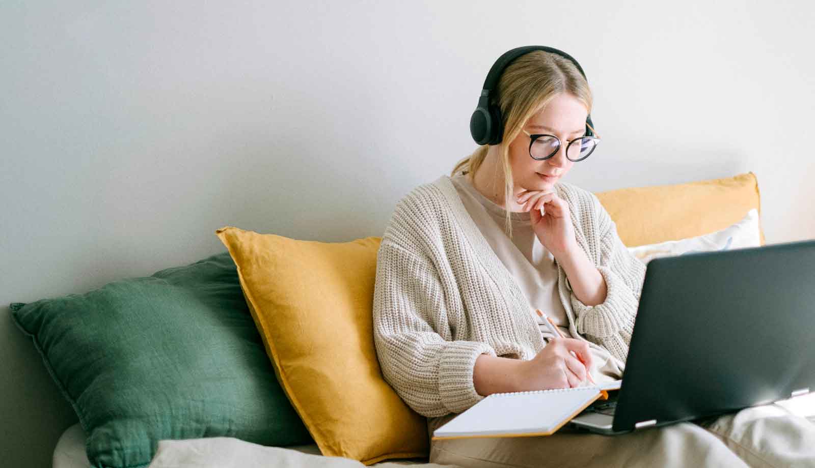 Woman working on her notebook