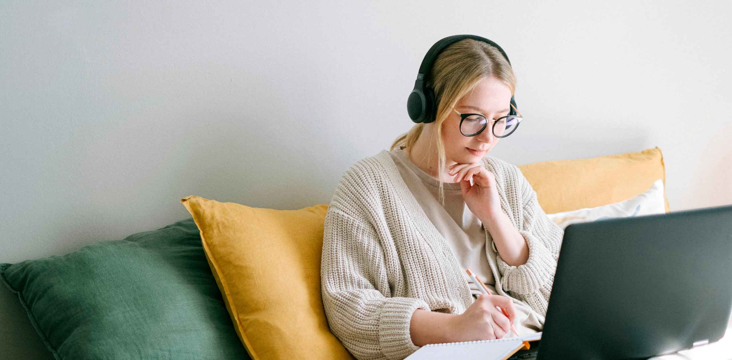 Woman working on her notebook
