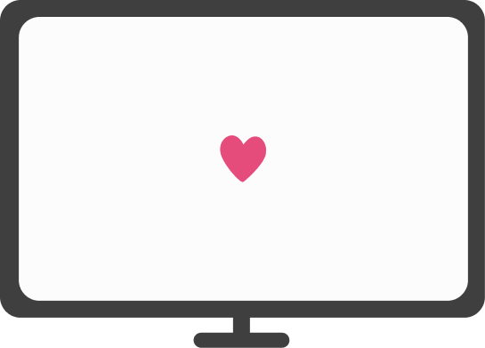 Computer monitor with a small pink heart centered on the white screen.