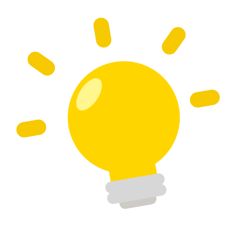 Bright yellow light bulb icon with glowing rays on a black background.