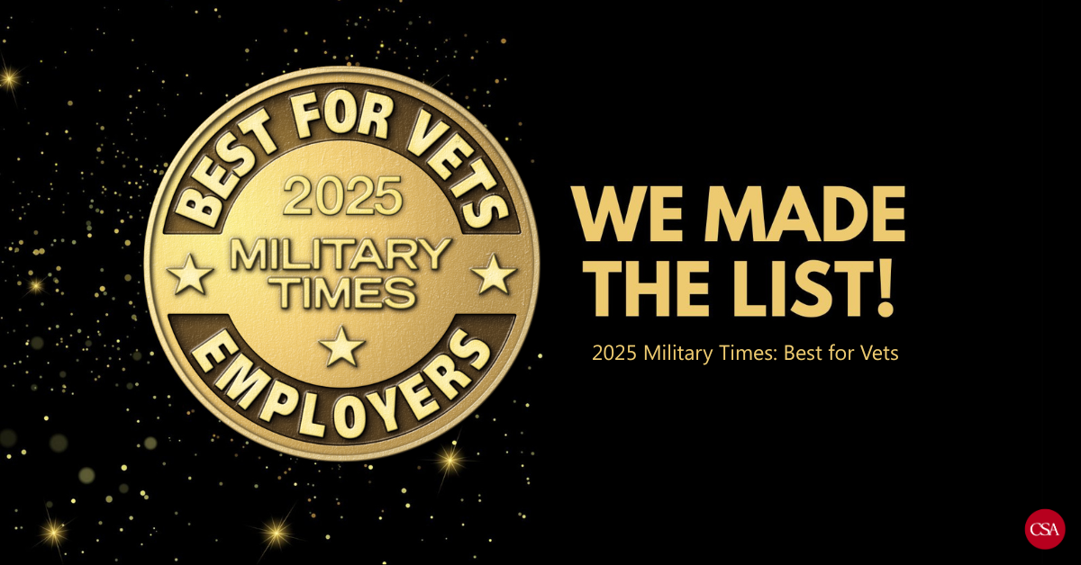 CSA 2025 Best for Vets Employer by Military Times 