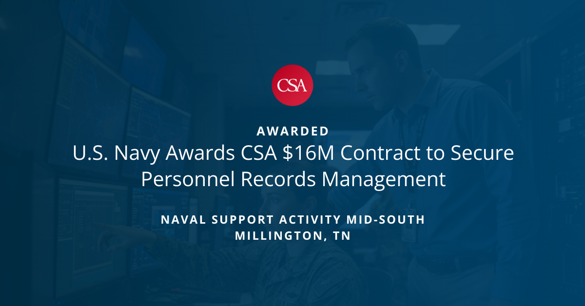 U.S. Navy Awards CSA $16M Contract to Secure Personnel Records Management 