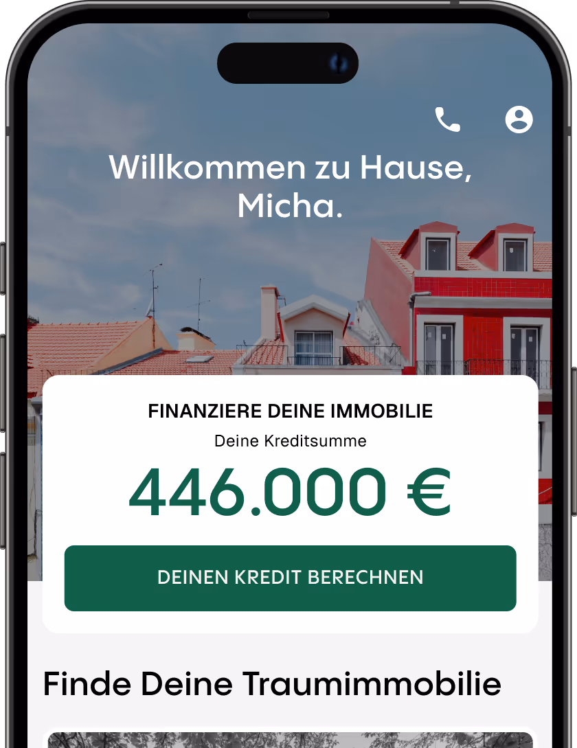 Mobile Ansicht des Startbildschirms von effi in der mobilen App.