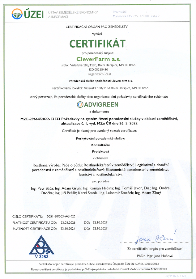 Certifikát Advigreen