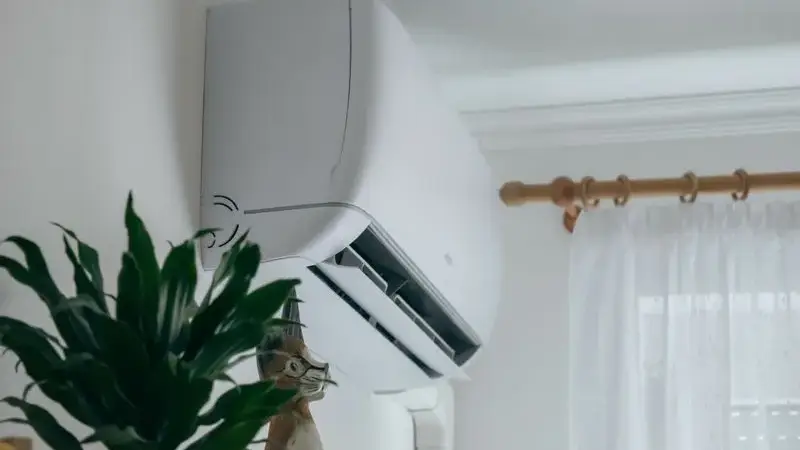 Ductless HVAC unit on wall.