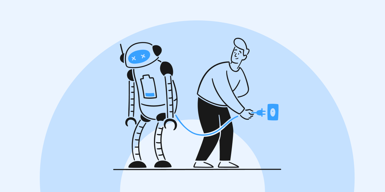 AI agent being plugged in illustration