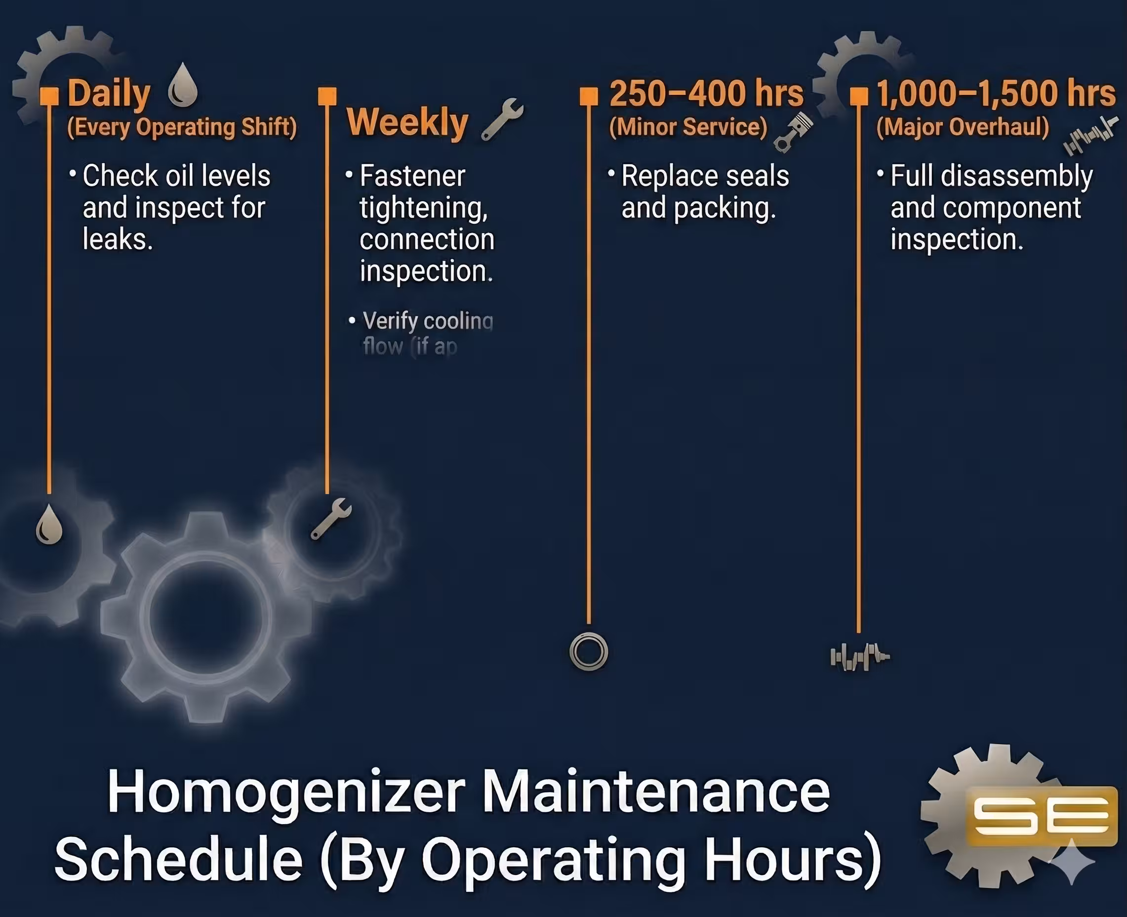 infographics of service and maintenance for high pressure homogenizers.