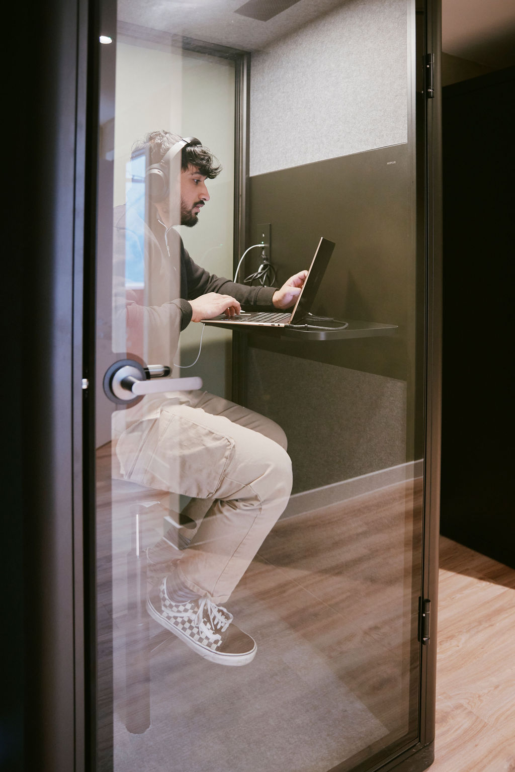 A soundproof phonebooth for private calls at Drop-in Richmond
