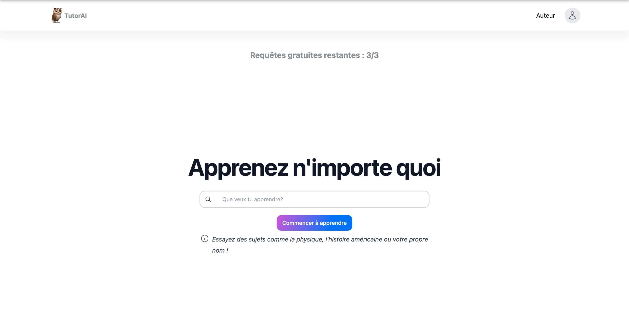 TutorAI site internet