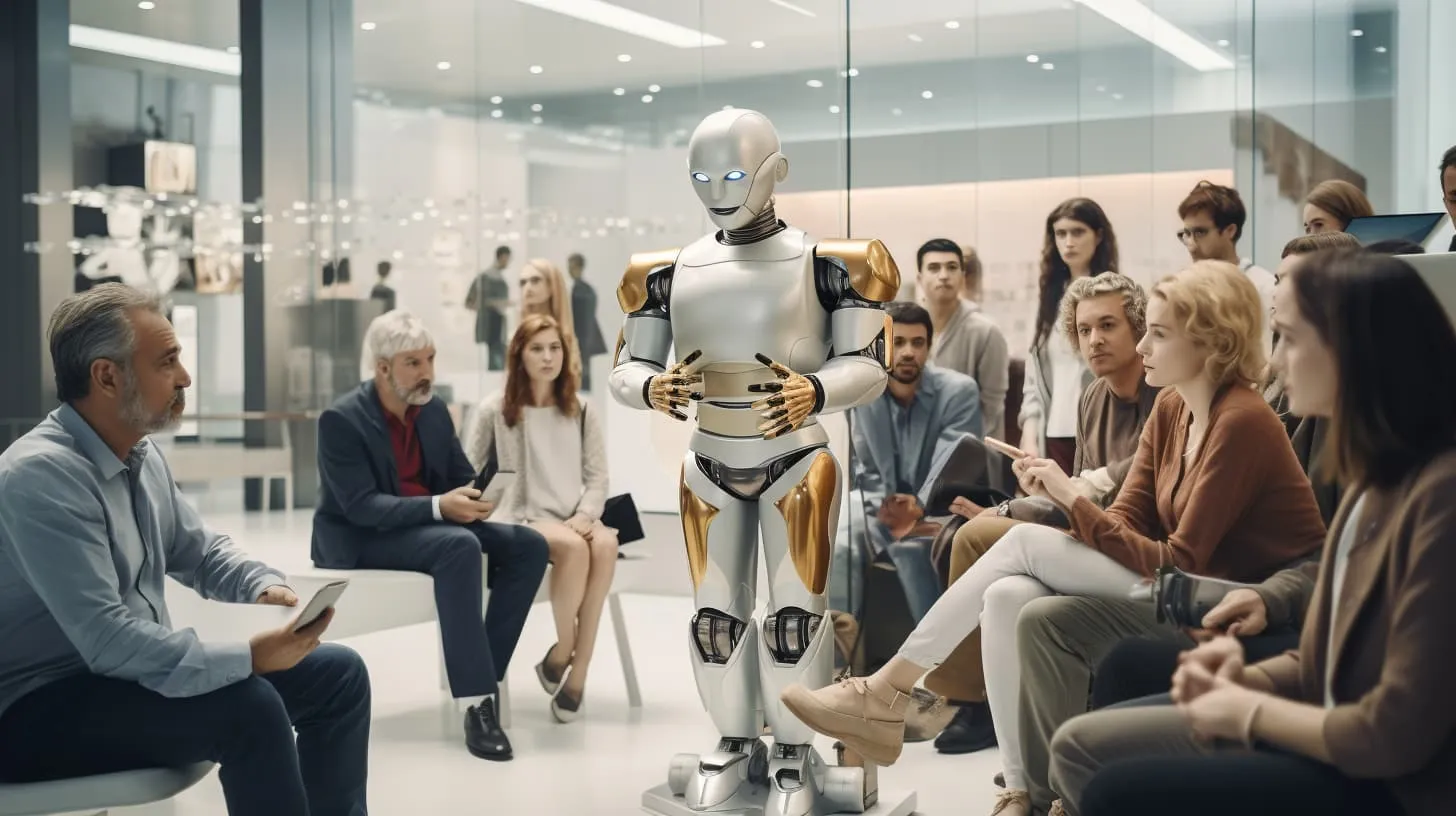 Un robot donne des conseils à des personnes