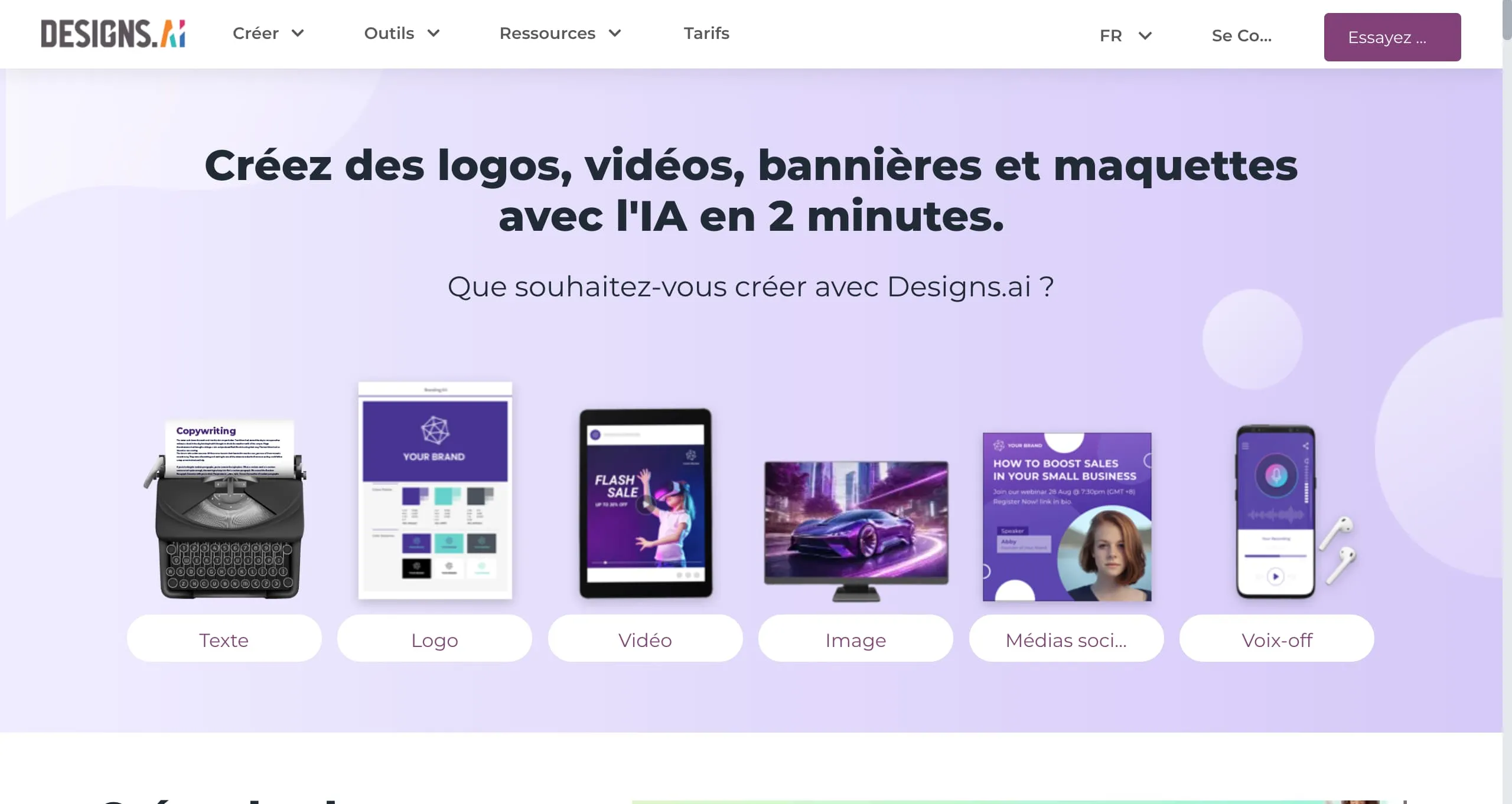 Landing page du site Design.AI